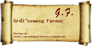 Grünzweig Ferenc névjegykártya